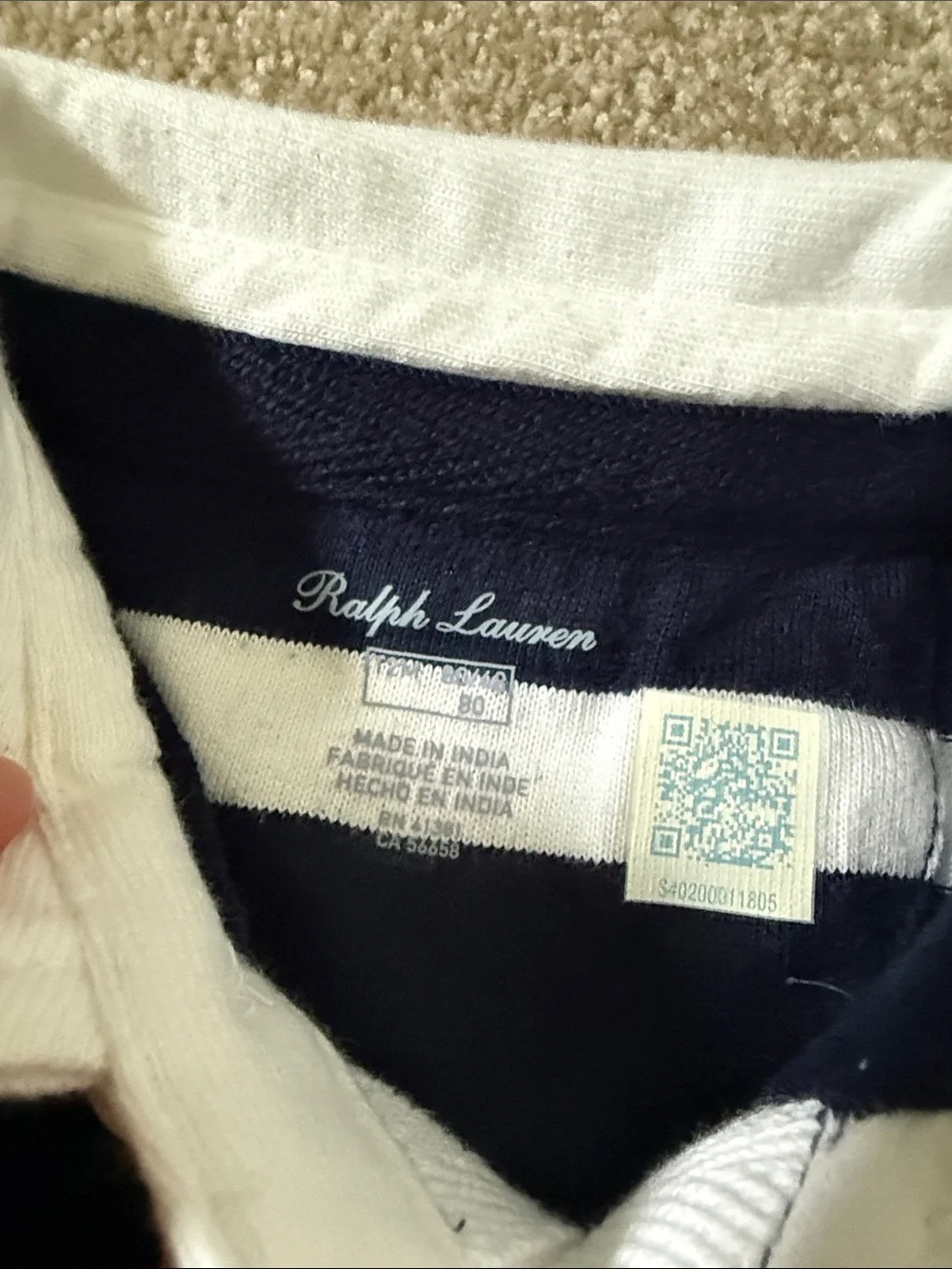NWT Ralph Lauren Navy & White Striped Polo One-Piece 12M